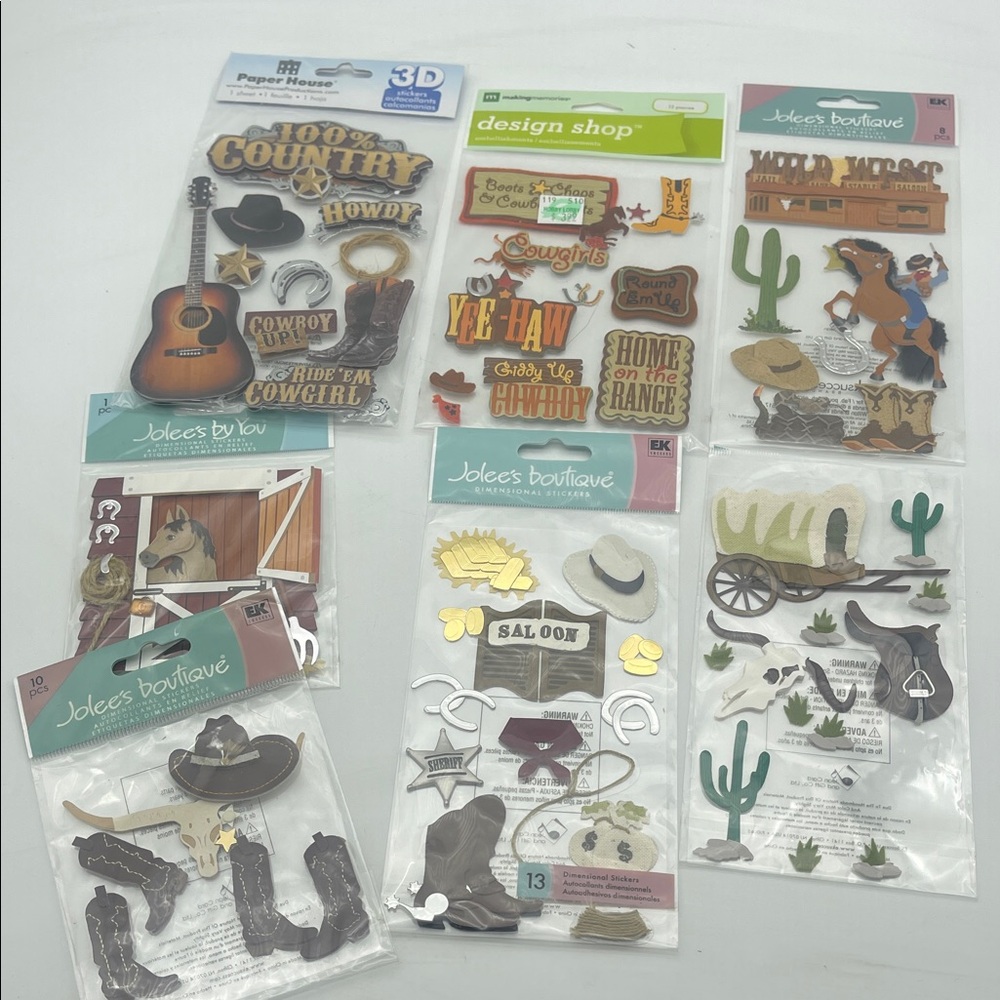 Western Theme Scrapbooking Supplies Stickers Embellishments Cowboy Equestrian
